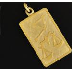 Goldene Rechteckige Waage-Anhänger mit Sternzeichen-Motiv aus Gold 9 Karat 