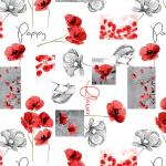 Rote Tischdeckenstoffe mit Blumenmotiv 