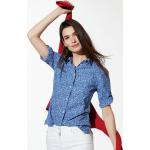 Reduzierte Royalblaue Kurzärmelige Walbusch Hemdblusen aus Baumwolle für Damen für den für den Sommer 