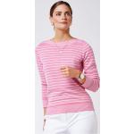 Reduzierte Pinke Gestreifte Walbusch Strickpullover aus Merino-Wolle für Damen Größe XL 