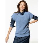 Blaue Unifarbene Langärmelige Walbusch Rundhals-Ausschnitt Rundhals-Pullover für Damen Größe XXL 