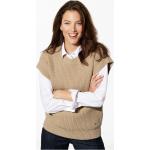 Beige Unifarbene Langärmelige Walbusch Rundhals-Ausschnitt Rundhals-Pullover für Damen Größe XXL 