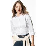 Reduzierte Weiße Unifarbene Elegante Langärmelige Walbusch Extraglatt Festliche Blusen mit Rüschen aus Baumwolle für Damen 