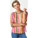 Pinke Gestreifte Kurzärmelige Walbusch Blusenshirts & Schlusen aus Viskose für Damen Größe XXL für den für den Sommer 
