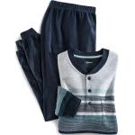 Marineblaue Gestreifte Walbusch Herrenschlafanzüge & Herrenpyjamas aus Frottee Größe 3 XL für den für den Winter 