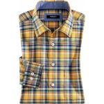 Gelbe Karo Maritime Langärmelige Walbusch Herrenlangarmhemden aus Baumwolle für den für den Sommer 