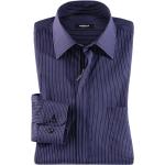 Marineblaue Gestreifte Walbusch Bügelfreie Hemden mit Reißverschluss aus Baumwolle für Herren 