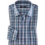 Blaue Karo Walbusch Bügelfreie Hemden mit Reißverschluss aus Baumwolle für Herren 