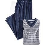Blaue Gestreifte Walbusch Herrenschlafanzüge & Herrenpyjamas ohne Verschluss aus Baumwolle Größe 3 XL für den für den Winter 