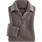 Beige Unifarbene Sportliche Walbusch Kaschmir-Pullover mit Reißverschluss aus Wolle für Herren Größe XXL 