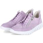 Lavendelfarbene Waldläufer Low Sneaker mit Reißverschluss in Breitweite aus Veloursleder für Damen Größe 40,5 