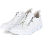 Weiße Waldläufer Low Sneaker mit Reißverschluss in Breitweite aus Glattleder für Damen Größe 39 