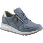 Blaue Waldläufer Hiroko Low Sneaker mit Reißverschluss in Komfortweite aus Nubukleder für Damen Größe 40,5 