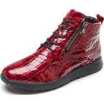 Waldläufer Schnür-Stiefelette aus edlem, krokogeprägtem Lackleder, Schuhgröße 8, Rot