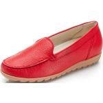 Rote Damenmokassins in Komfortweite aus Leder mit herausnehmbarem Fußbett Größe 40 