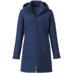 Mitternachtsblaue Mufflon Nachhaltige Stehkragen Kapuzenmäntel aus Wolle mit Kapuze für Damen Größe XL 