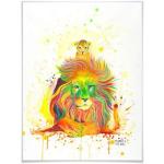 Bunte Nachhaltige Poster mit Löwen-Motiv glänzend mit Rahmen 100x120 