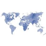 Blaue Minimalistische Wandtattoos Weltkarte 