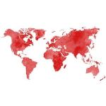 Rote Minimalistische Wandtattoos Weltkarte 