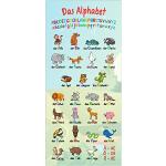 Wallario Selbstklebende Türtapete Alphabet mit lustigen Tieren für Kinder - Das ABC - Türposter 93 x 205 cm Abwischbar, rückstandsfrei zu entfernen