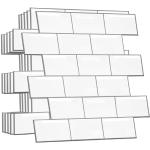 WALPLUS 12 Stück 30.5x15.4cm Metro Brick White Klebefliesen Bad Wandfliesen Selbstklebend Fliesen Selbstklebend 3D Fliesenaufkleber küche Bad Mosaikfliesen