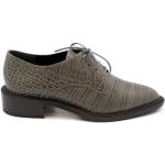 Reduzierte Graue Business Hochzeitsschuhe & Oxford Schuhe mit Schnürsenkel aus Leder für Damen Größe 37 