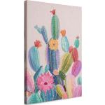 Reduzierte Bunte Blumenbilder mit Kaktus-Motiv 50x70 