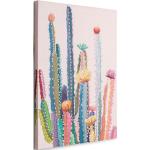 Reduzierte Bunte Blumenbilder mit Kaktus-Motiv 50x70 