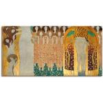 Braune Jugendstil Artland Gustav Klimt Rechteckige Digitaldrucke aus Holz Querformat 50x100 