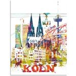 Leinwandbild ARTLAND "Köln Dom Grafik" Bilder bunt Leinwandbilder