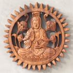 Asiatische Oriental Galerie Runde Wandreliefs mit Mandala-Motiv aus Eiche 