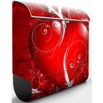 Wandbriefkasten - Floral Heart - Briefkasten Rot, Größe:46cm x 39cm