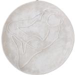 Weiße Moderne Bloomingville Runde Wanddeko aus Stein 