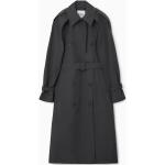 Anthrazitfarbene COS Maxi Trenchcoats lang aus Spitze für Damen Größe L 