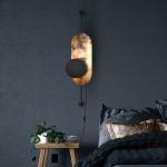 Goldene Moderne Runde Wandlampen & Wandleuchten aus Holz 