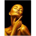 Reduzierte Goldene Moderne Top Model Leinwandbilder Hochformat 90x120 