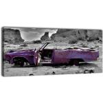 Pinke Cadillac Leinwandbilder aus Holz handgemacht 40x100 