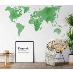 Grüne Minimalistische Wandtattoos Weltkarte mit Weltkartenmotiv 
