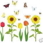 Wandtattoos Blumen mit Insekten-Motiv matt 