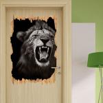 Schwarze Wandtattoos Löwe mit Löwen-Motiv aus Vinyl 