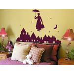 Wandtattoo No.JS90 Mary Poppins WandSticker WandTattoo Kindermädchen Magie, Farbe:Gold;Größe:80cm x 118cm