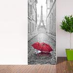 Wandtattoo Tür – Regenschirm in eine Straße von Paris – 204 x 83 cm