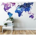 Blaue Minimalistische Wandtattoos Weltkarte mit Weltkartenmotiv 