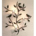 Dunkelbraune Antike 57 cm DanDiBo Ambiente Teelichthalter mit Vogel-Motiv aus Metall 