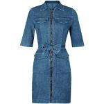 Blaue Kurzärmelige Sommerkleider mit Reißverschluss aus Denim für Damen Größe XL für den für den Sommer 