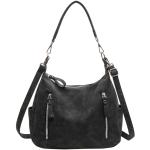 Schwarze Retro Kleine Handtaschen mit Reißverschluss aus Glattleder mit Innentaschen für Damen 