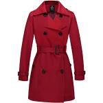 Rote Elegante Wasserdichte Winddichte Maxi Trenchcoats lang mit Gürtel für Damen Größe M für den für den Frühling 
