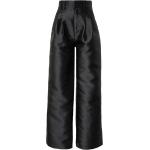 Schwarze Unifarbene Satinhosen mit Reißverschluss aus Satin für Damen Größe M 