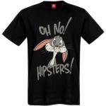 Schwarze Motiv Kurzärmelige Looney Tunes Rundhals-Ausschnitt T-Shirts aus Baumwolle für Herren Größe XXL 