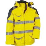 Gelbe Wasserdichte Cofra Warnschutzjacken mit Reißverschluss aus Nylon mit Reflektoren für Herren für den für den Winter 